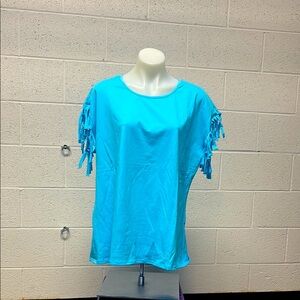Blue Boxy Tie Front Short Sleeve T-Shirt